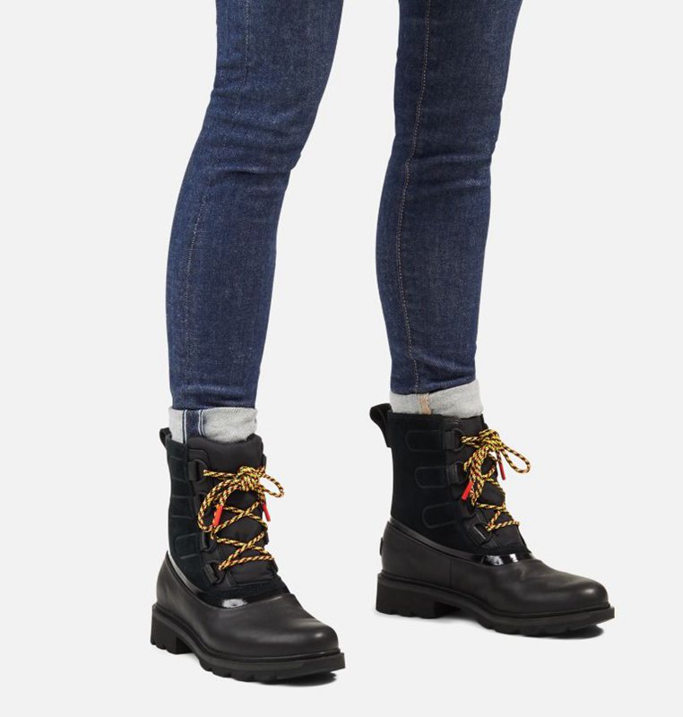 Womens Rain Boots Black - Sorel Lennox™ Street Lace Mid - 410-MSBRPE